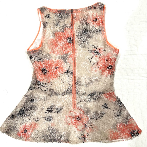 Banana Republic Floral Sequin Peplum Top (multi color, 00P) - Picture 3 of 4